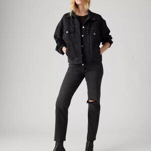 Levi's 724 High Rise Straight, Black Denim Size 27